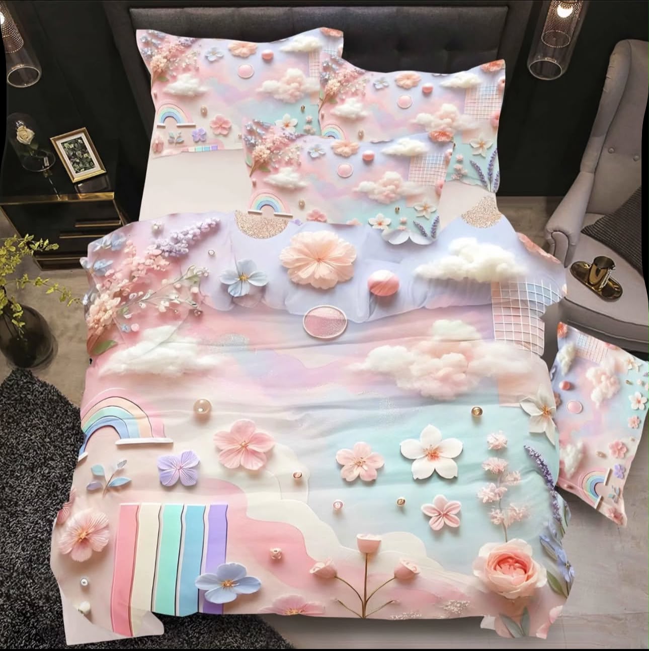 Premium 5D Printed Bedsheet -5D 08