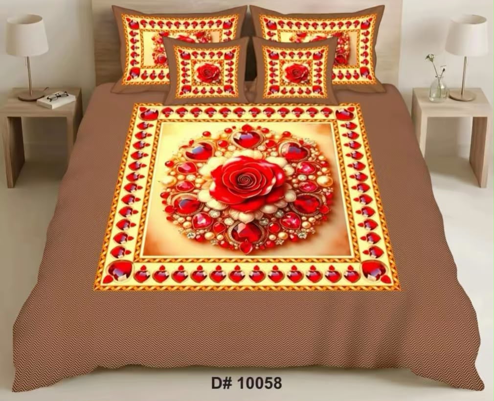 Premium 5D Printed Bedsheet -5D 45